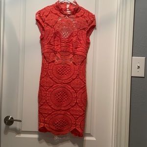 Coral crochet dress